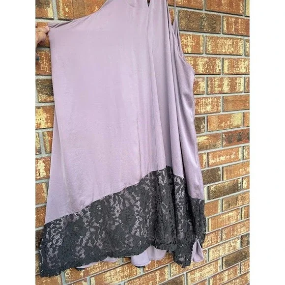 Lane Bryant Lavender/Lace Trim Babydoll Night Dress Purple Black Plus Sz 28 - Picture 6 of 9